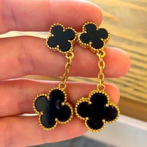 Black and gold dangle earrings